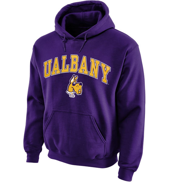 Men NCAA Albany Great Danes Midsize Arch Pullover Hoodie Purple->more ncaa teams->NCAA Jersey